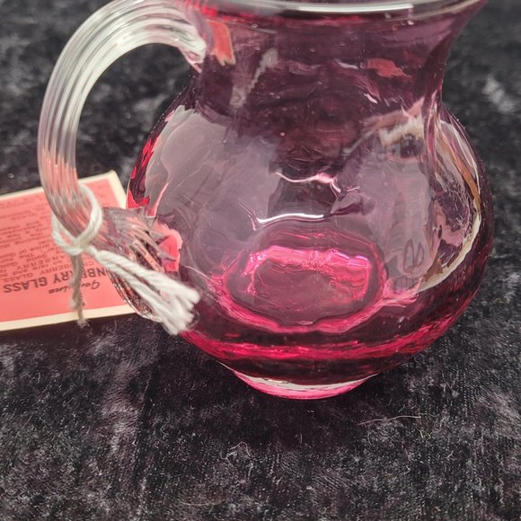 Pilgrim Cranberry Optic Glass Pitcher 3 1/2" - Picture 6 of 15
